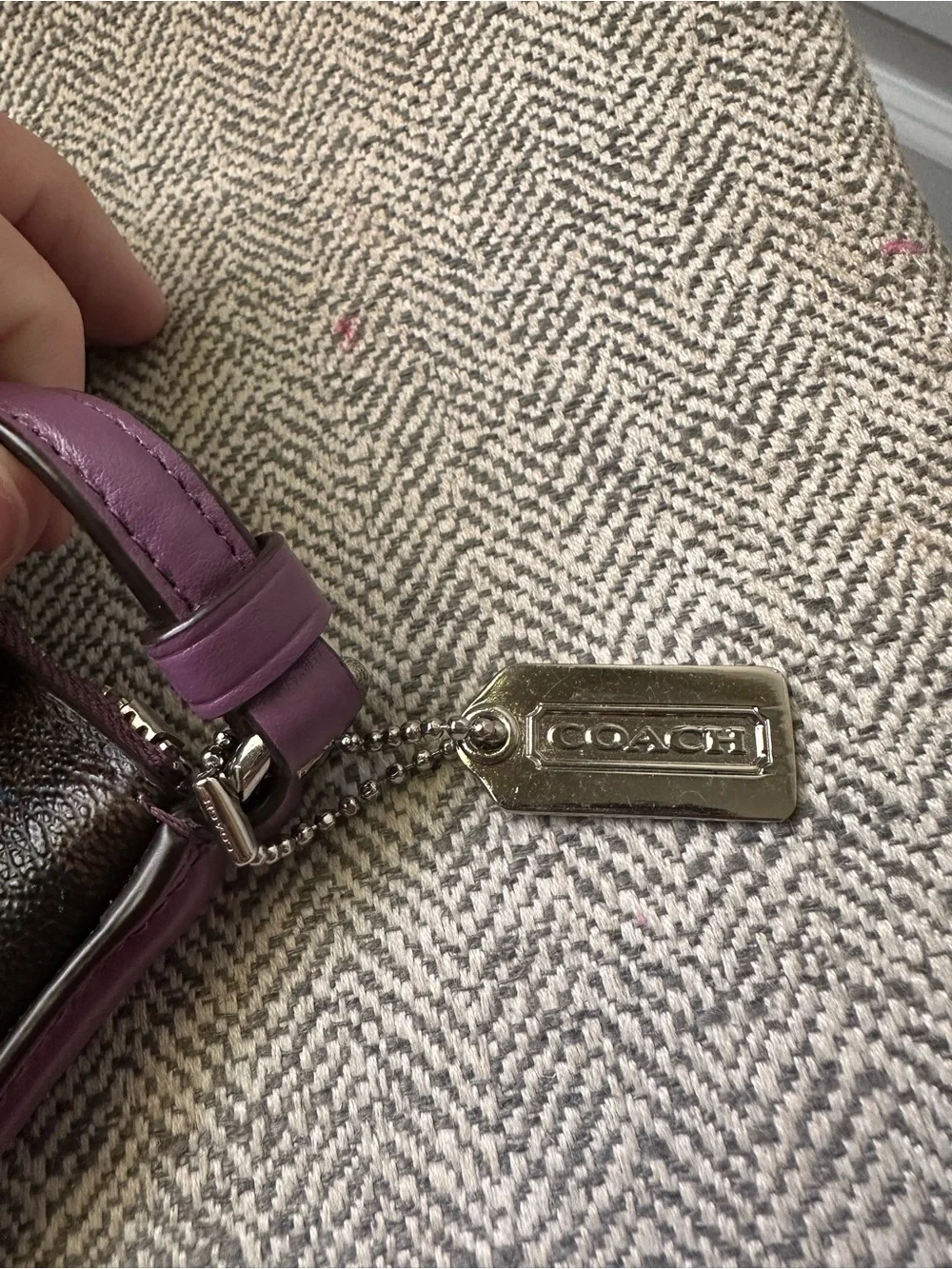 Coach Brown Signature Crossbody with Purple Floral Accents
